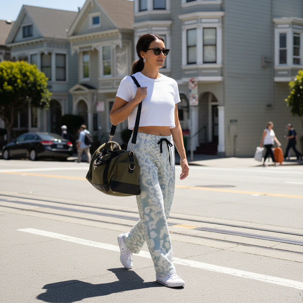 Cozy Seafoam Animal-Abstract Workout Pants — Women's Lounge Pants