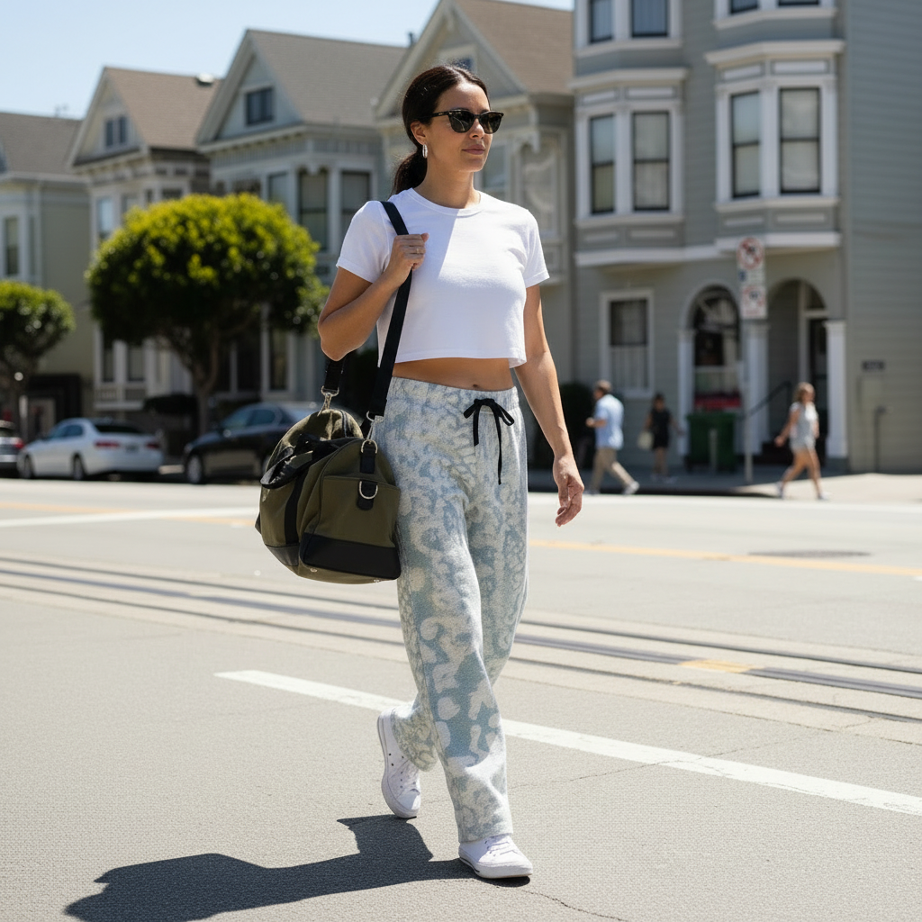 Cozy Seafoam Animal-Abstract Workout Pants — Women's Lounge Pants