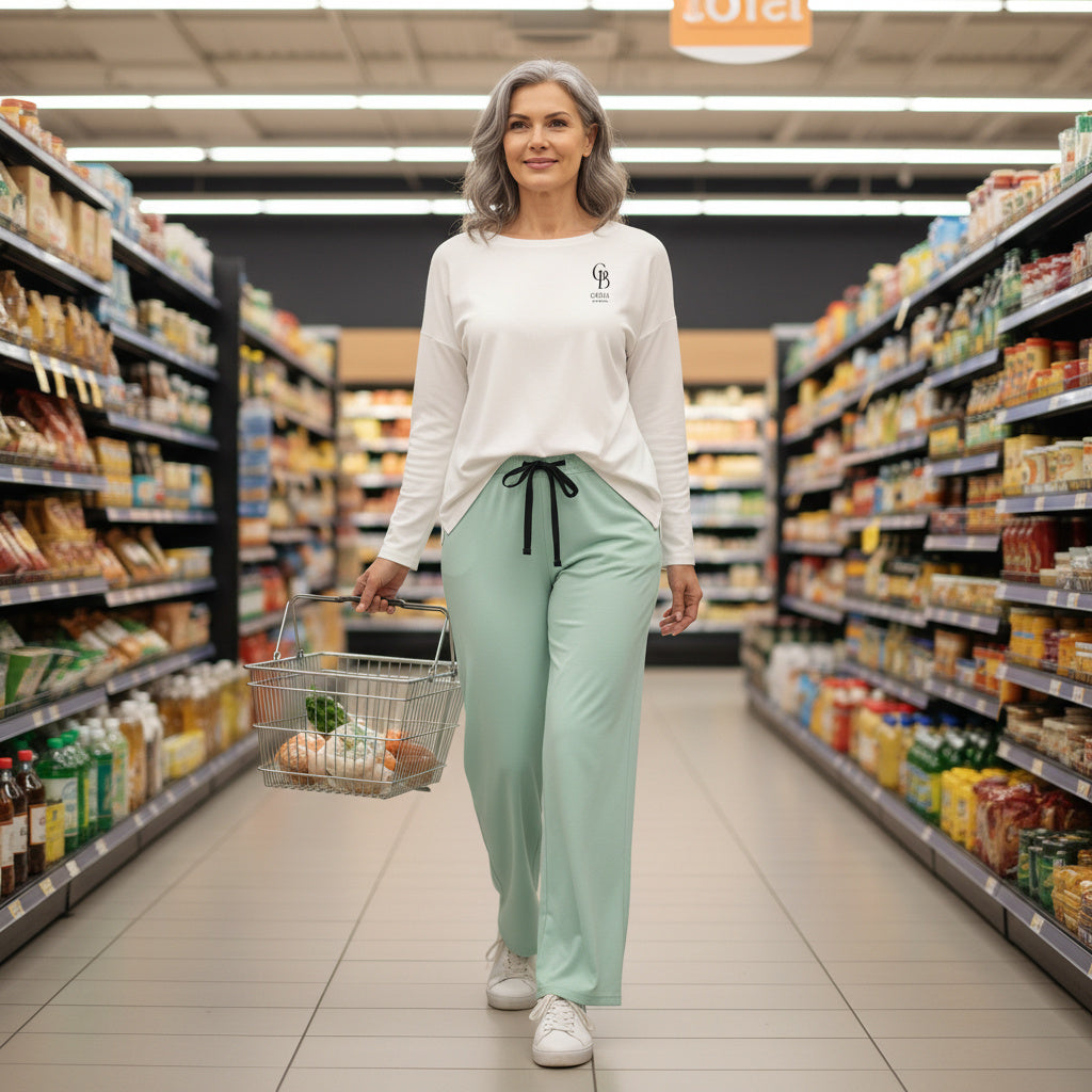 Mint Jelly (2026 Fashion Color) Lounge Pajama Pants — Women's Soft Wide-Leg Workout Lounge Pants
