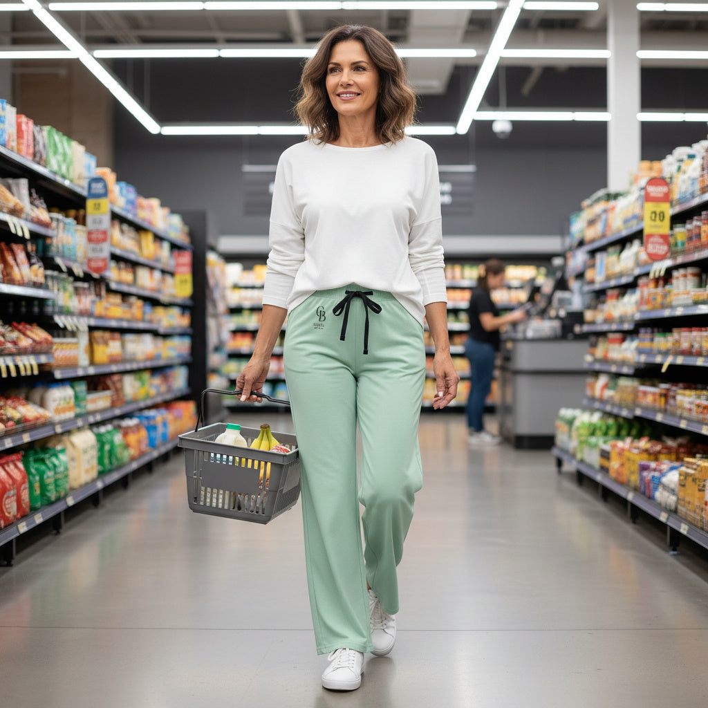 Mint Jelly (2026 Fashion Color) Lounge Pajama Pants — Women's Soft Wide-Leg Workout Lounge Pants