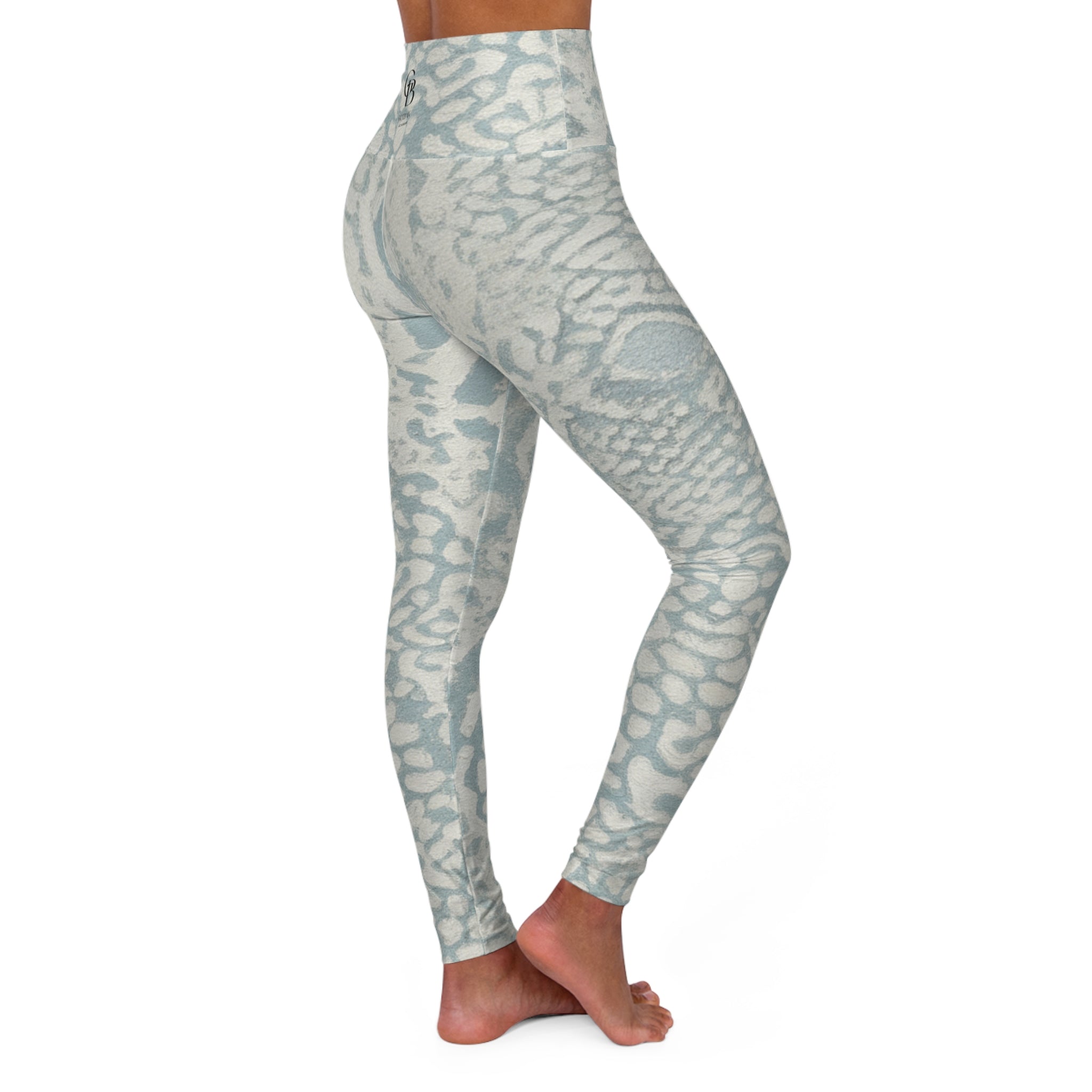 Squat-Proof High-Waisted Leggings-Blue Washed Abstract Print