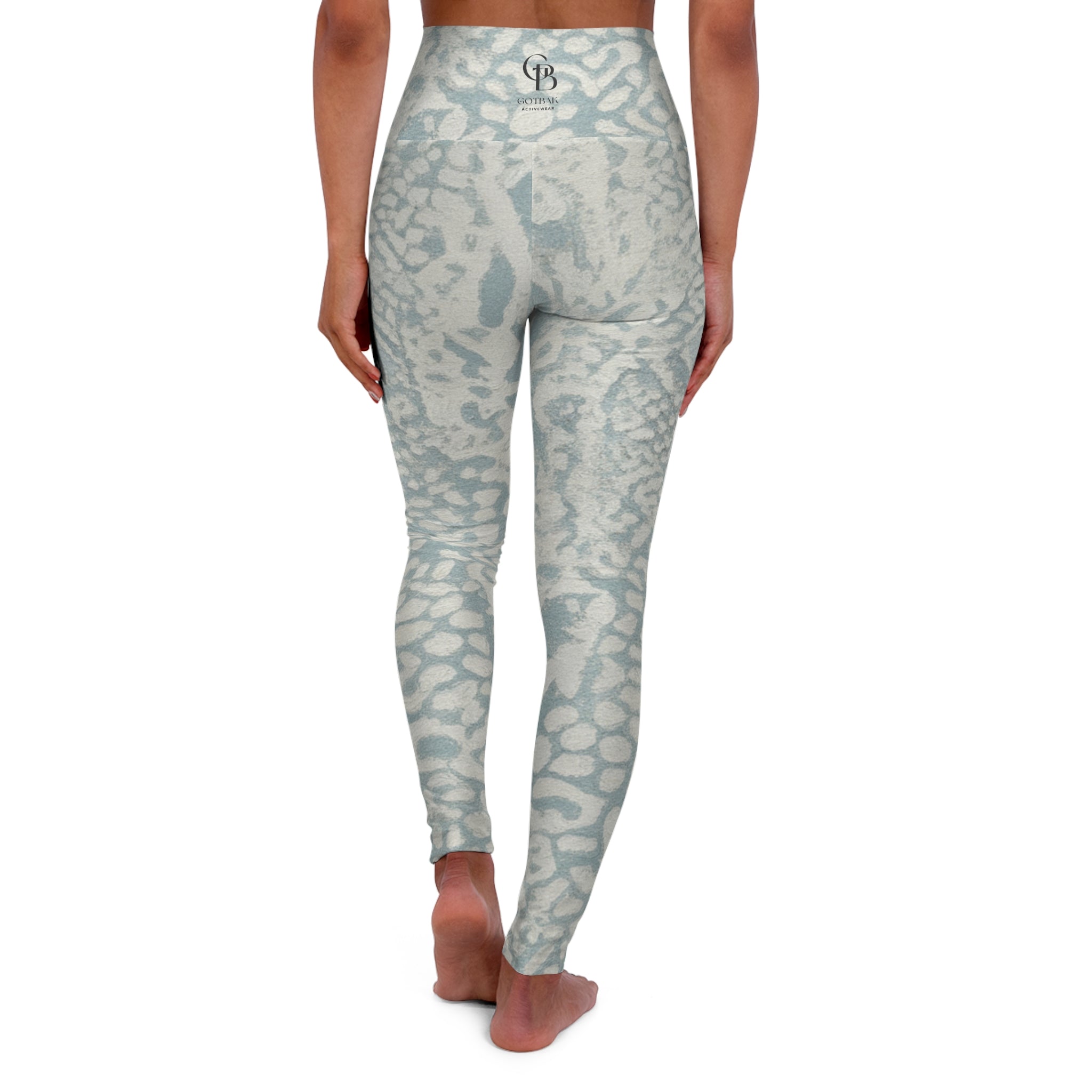 Squat-Proof High-Waisted Leggings-Blue Washed Abstract Print