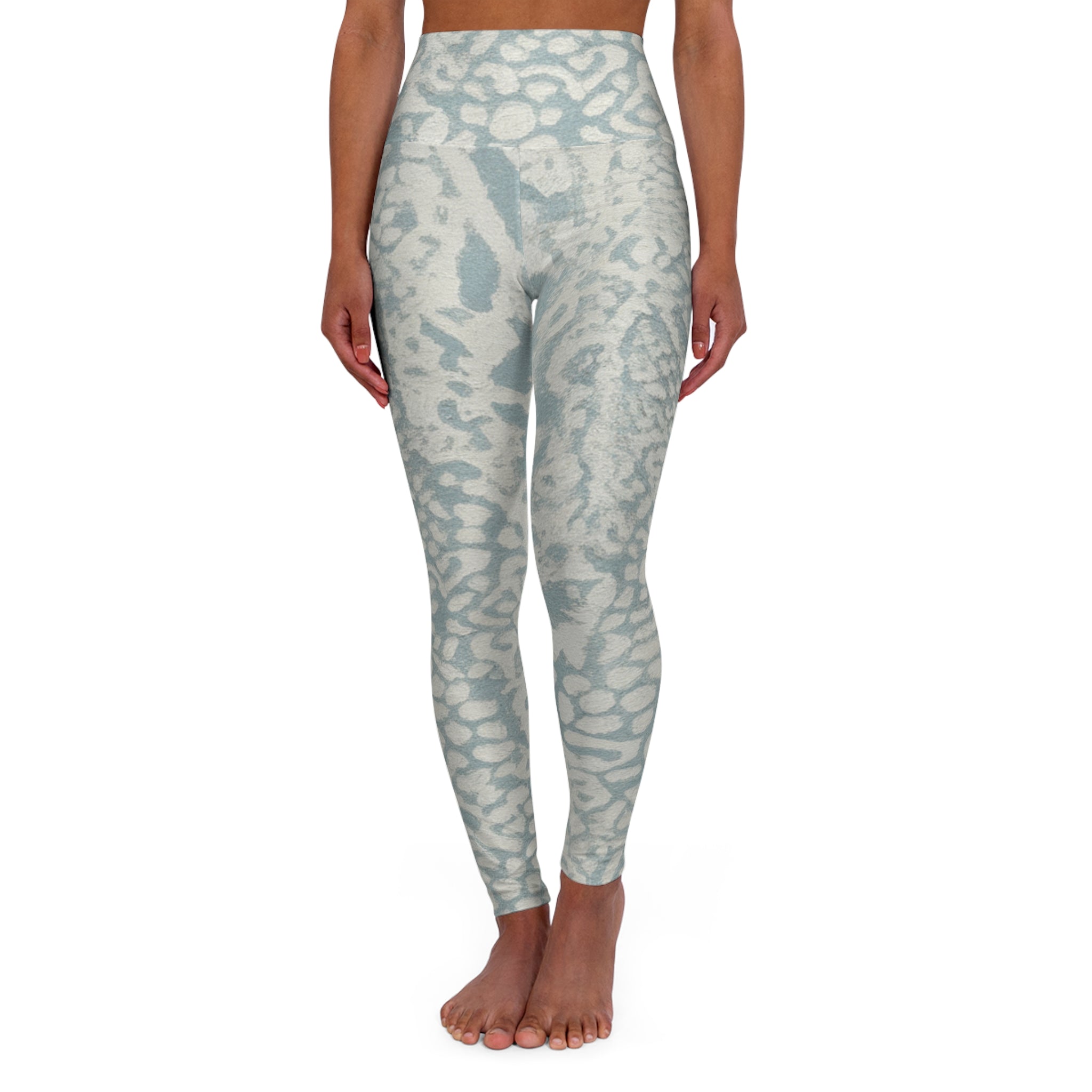 Squat-Proof High-Waisted Leggings-Blue Washed Abstract Print