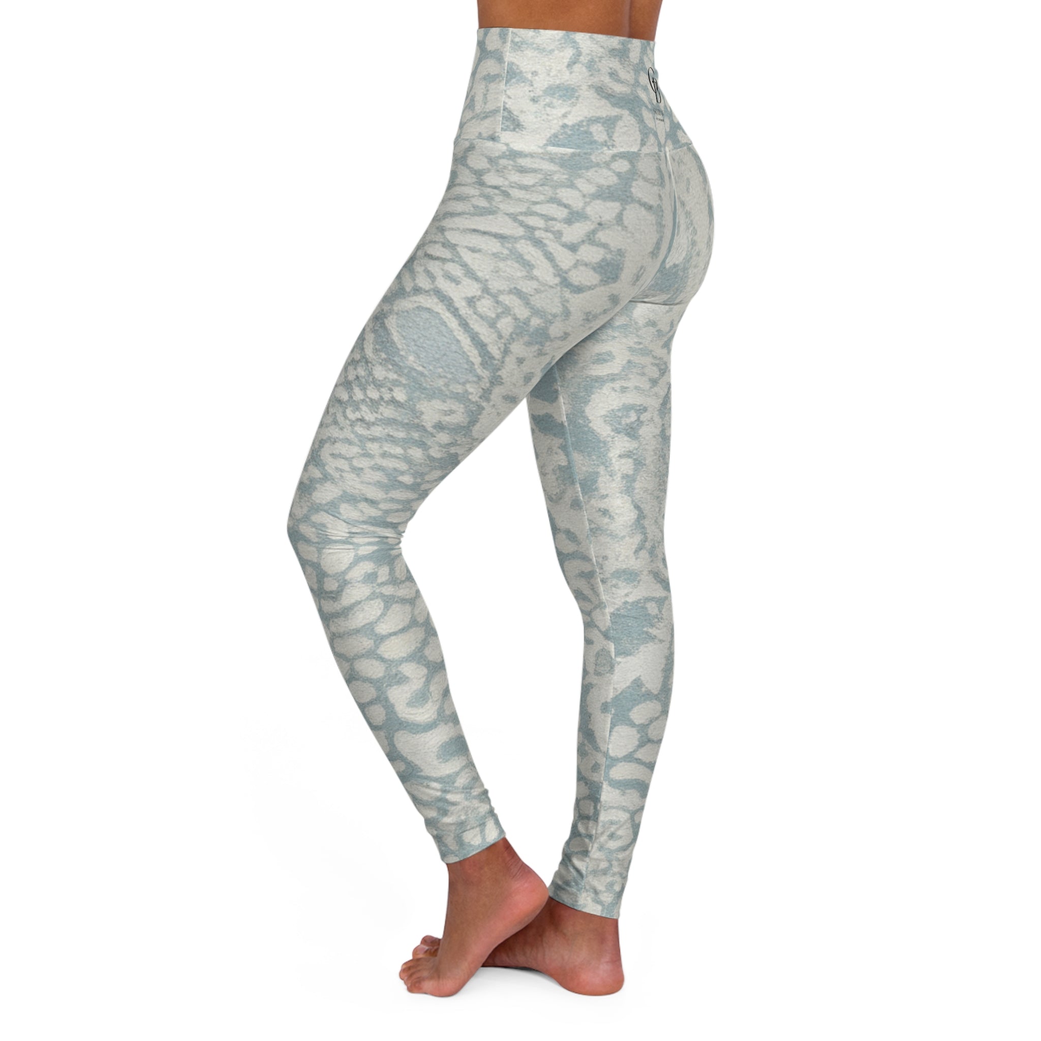 Squat-Proof High-Waisted Leggings-Blue Washed Abstract Print