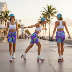 Spiral Wave Biker Shorts — Vibrant Color Abstract Print