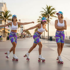 Spiral Wave Biker Shorts — Vibrant Color Abstract Print