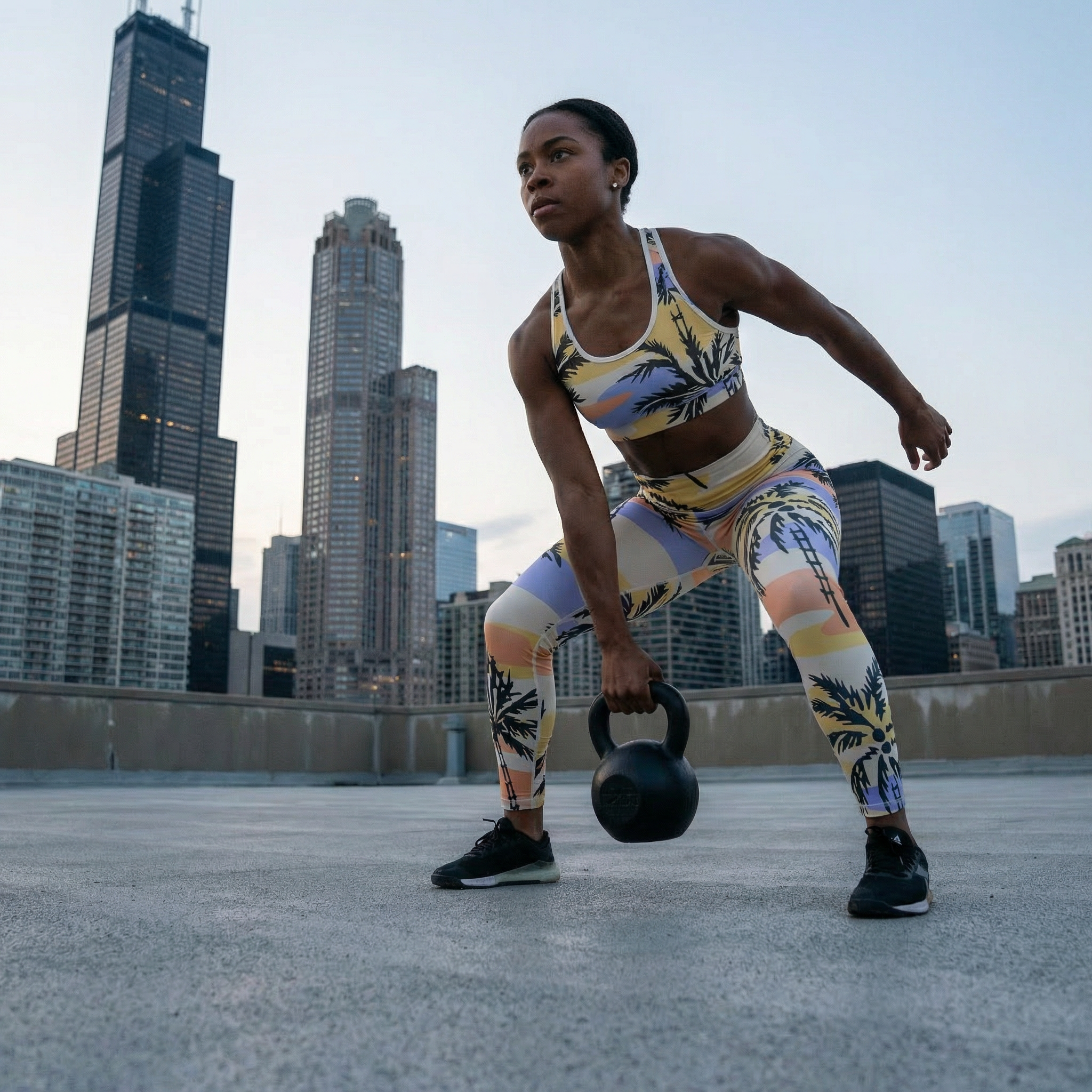 Sunset Palms High-Waist Yoga Leggings — Tropical Beach