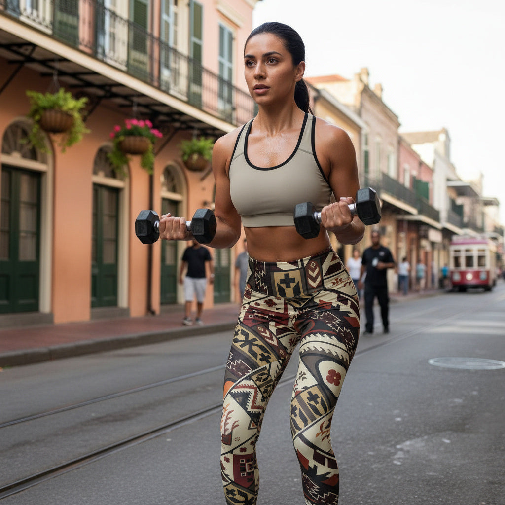 Aztec High-Waist Yoga Leggings — Tribal Boho Activewear