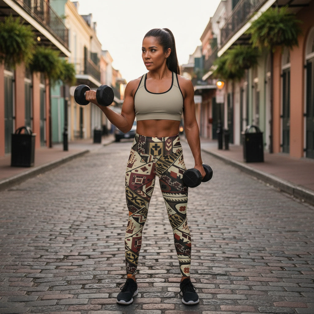 Aztec High-Waist Yoga Leggings — Tribal Boho Activewear