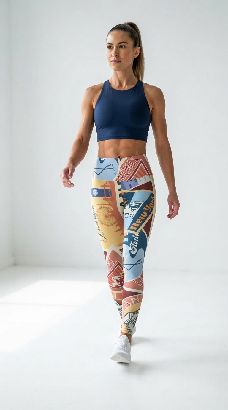 Squat-Proof High-Waisted Leggings-Bon Voyage Travel Patch Print