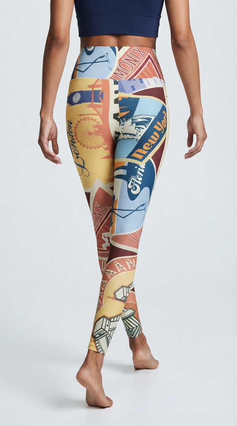 Squat-Proof High-Waisted Leggings-Bon Voyage Travel Patch Print