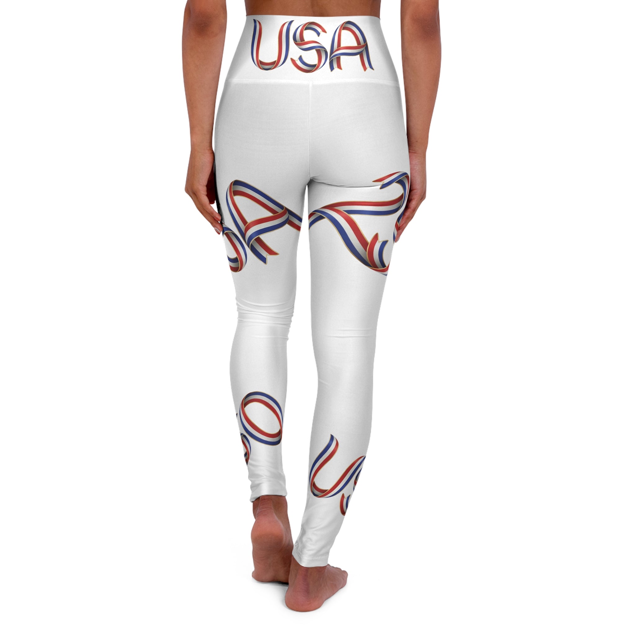 Squat-Proof High-Waisted Leggings — USA 250 Patriotic Red White Blue