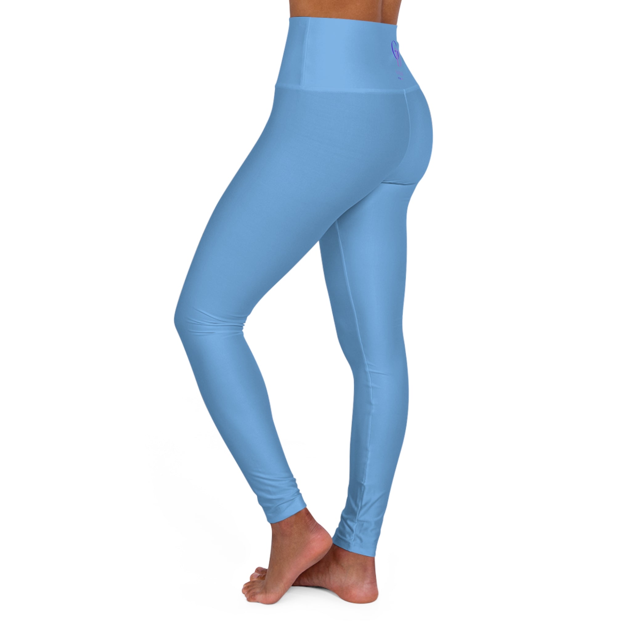 Squat-Proof High-Waisted Leggings--Sky Blue