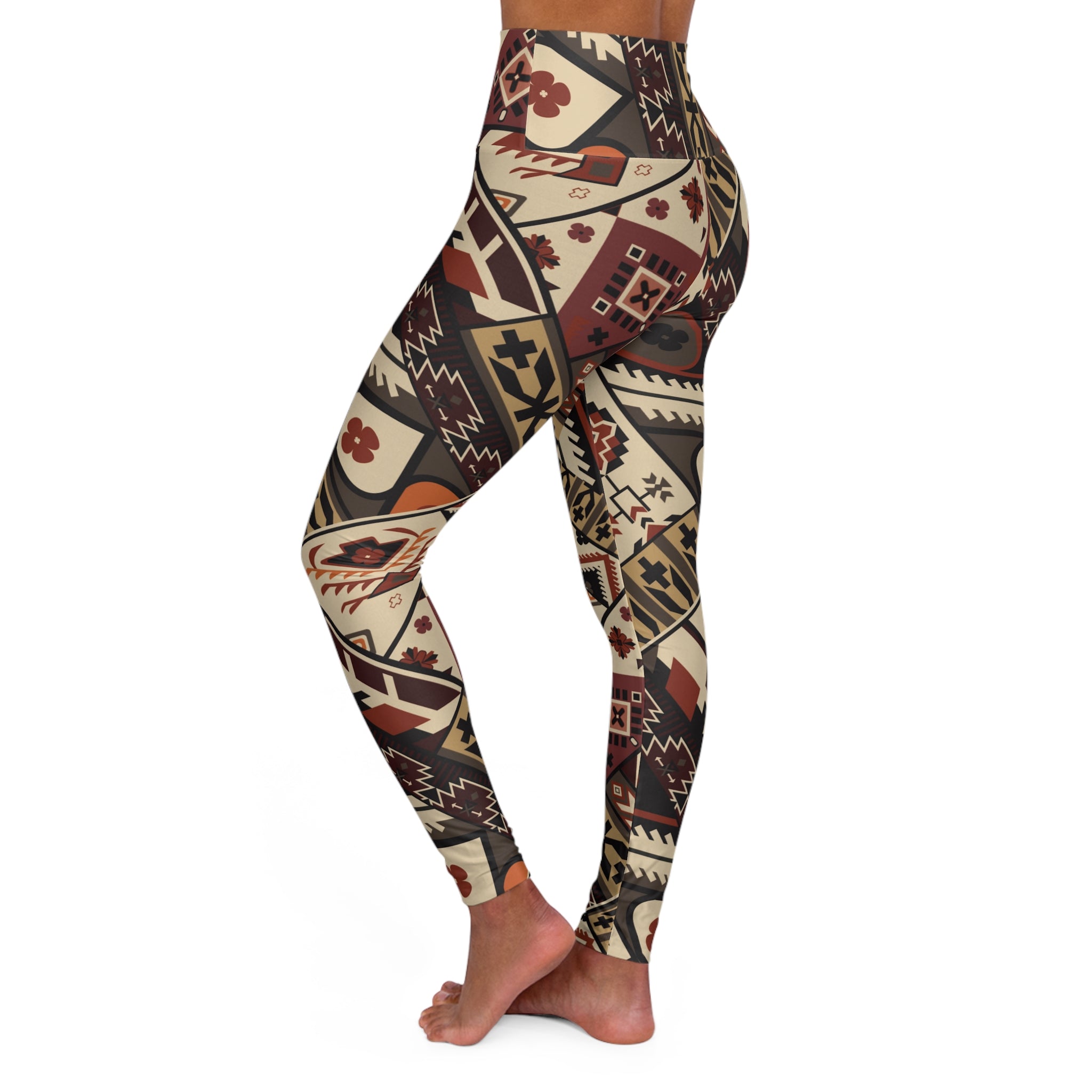 Aztec High-Waist Yoga Leggings — Tribal Boho Activewear