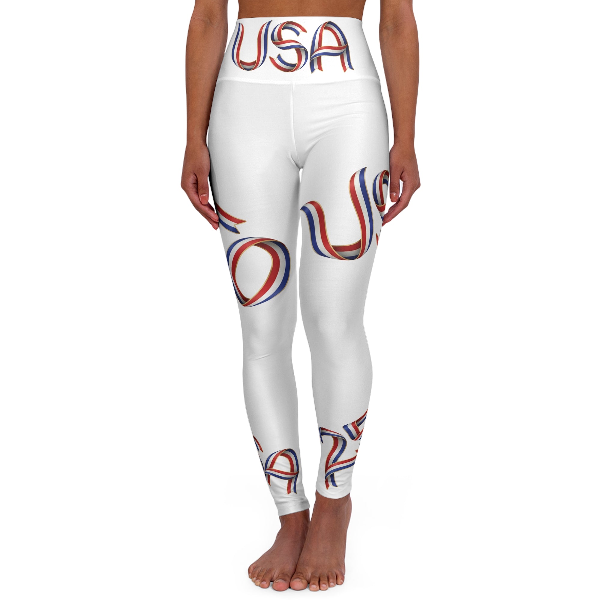 Squat-Proof High-Waisted Leggings — USA 250 Patriotic Red White Blue