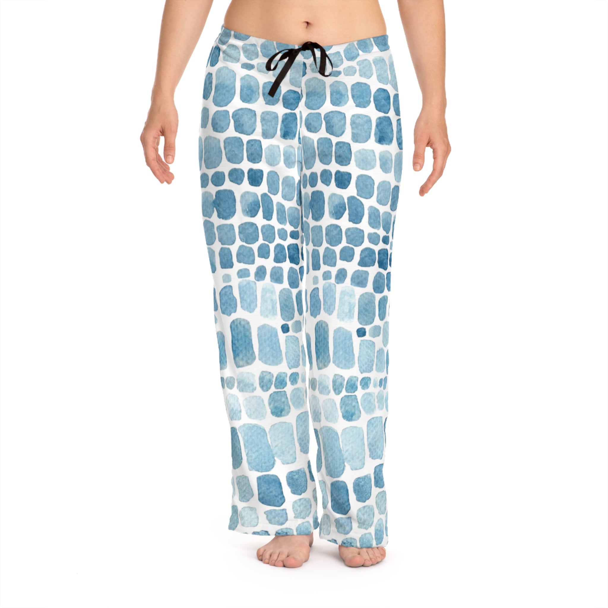 Women's Lounge Pants Blue Watercolor Tile