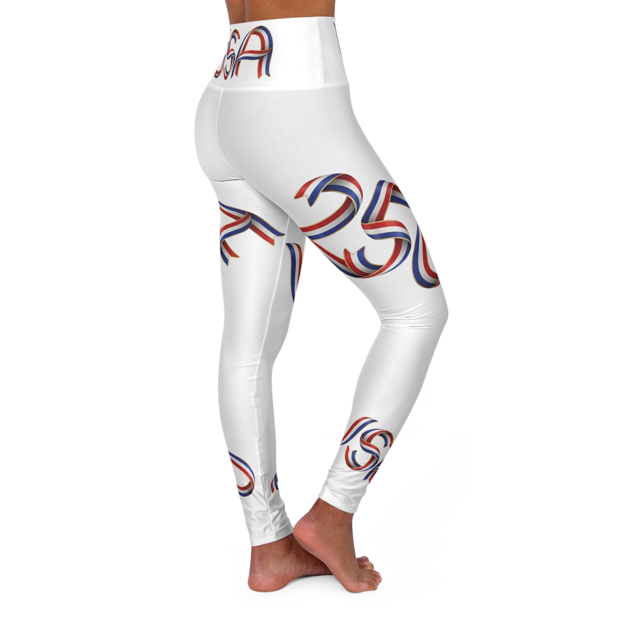 Squat-Proof High-Waisted Leggings — USA 250 Patriotic Red White Blue
