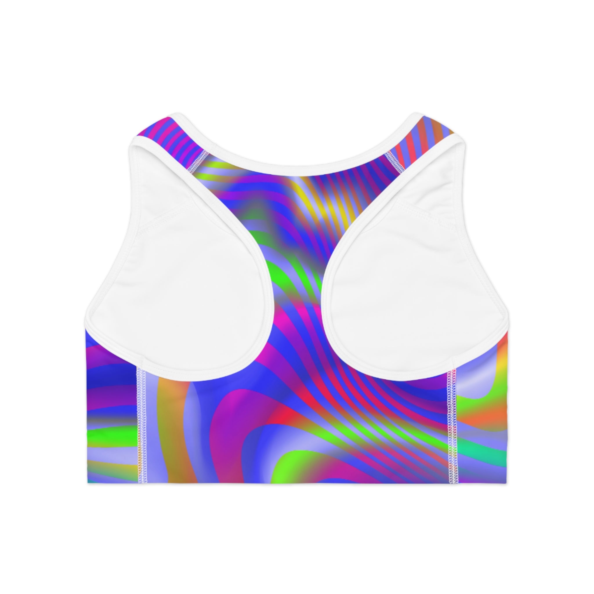 Spiral Wave Sports Bra — Colorful Abstract Activewear