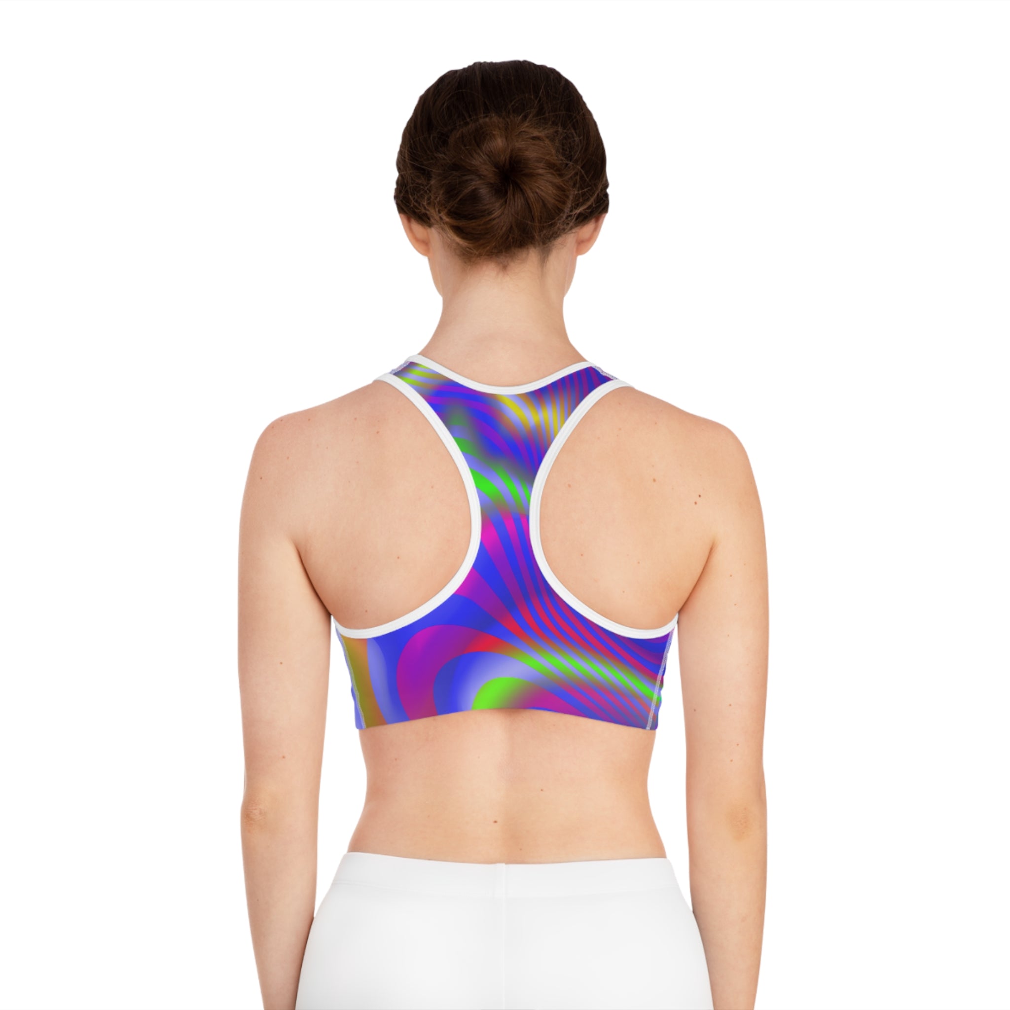 Spiral Wave Sports Bra — Colorful Abstract Activewear